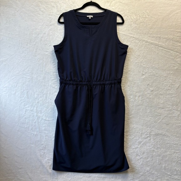 T by Talbots Dresses & Skirts - T by Talbots Dress Women Medium Navy Blue Sleeveless Drawstring Waist w/ Pockets